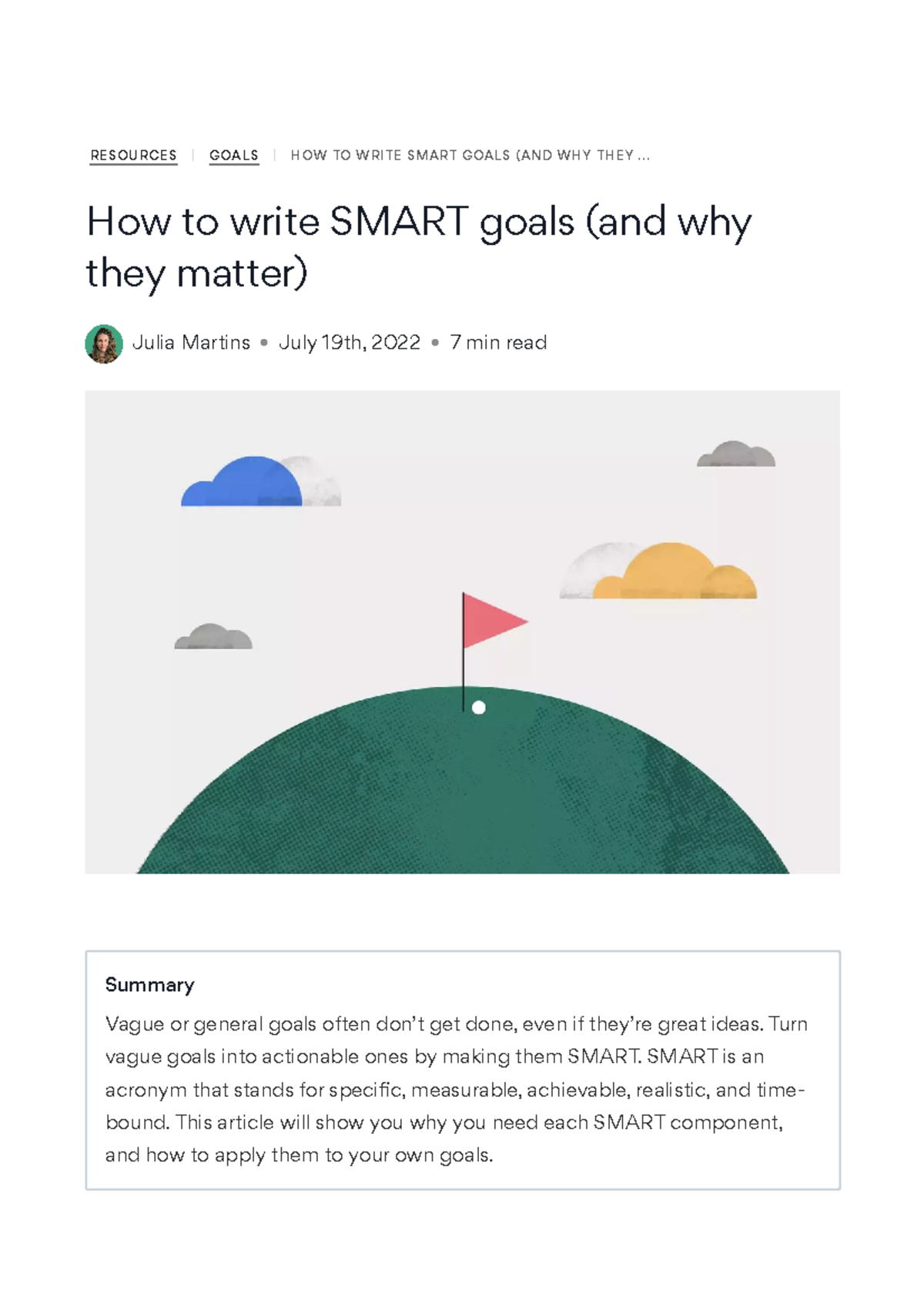 How to Write Smart Goals (And Why they Matter) - Asana - R ES OURCE S ...