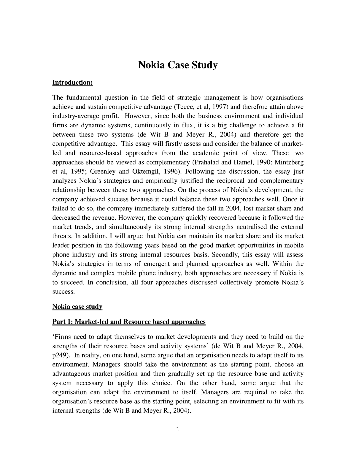 strategic management case study of nokia