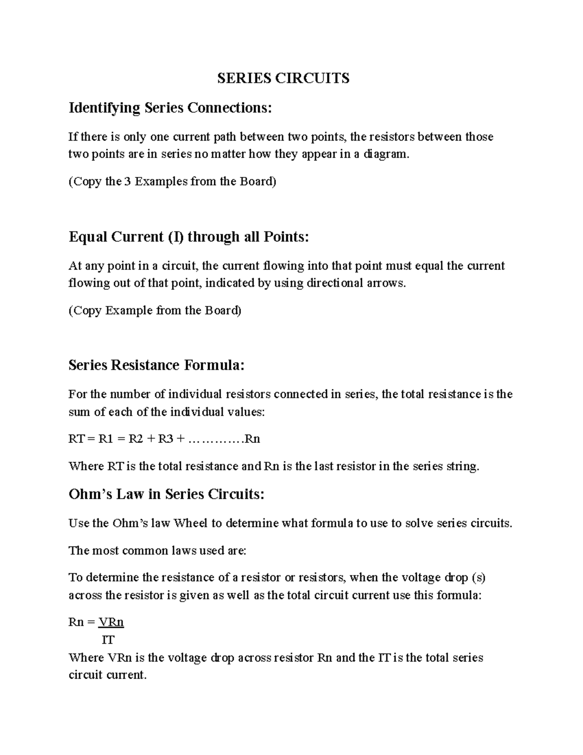 Series Circuits Fundamentials - SERIES CIRCUITS Identifying Series ...