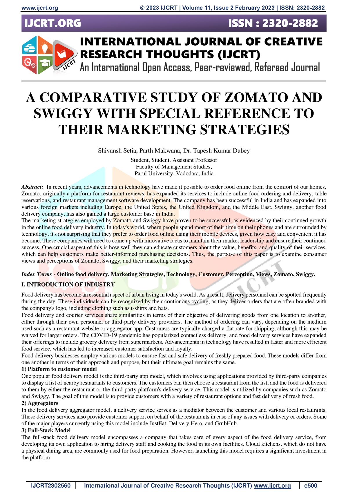 literature review on swiggy and zomato