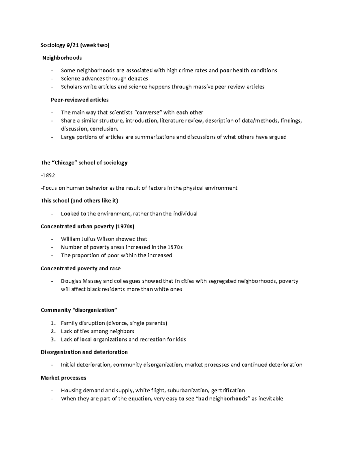 Sociology week two - Lecture notes 3-4 - Sociology 9/21 (week two ...