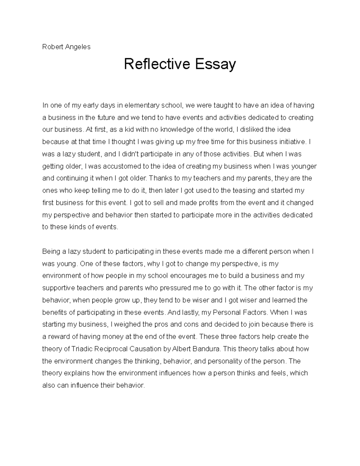 Angeles GED0110 Sec41 Marcos FA3 - Robert Angeles Reflective Essay In ...