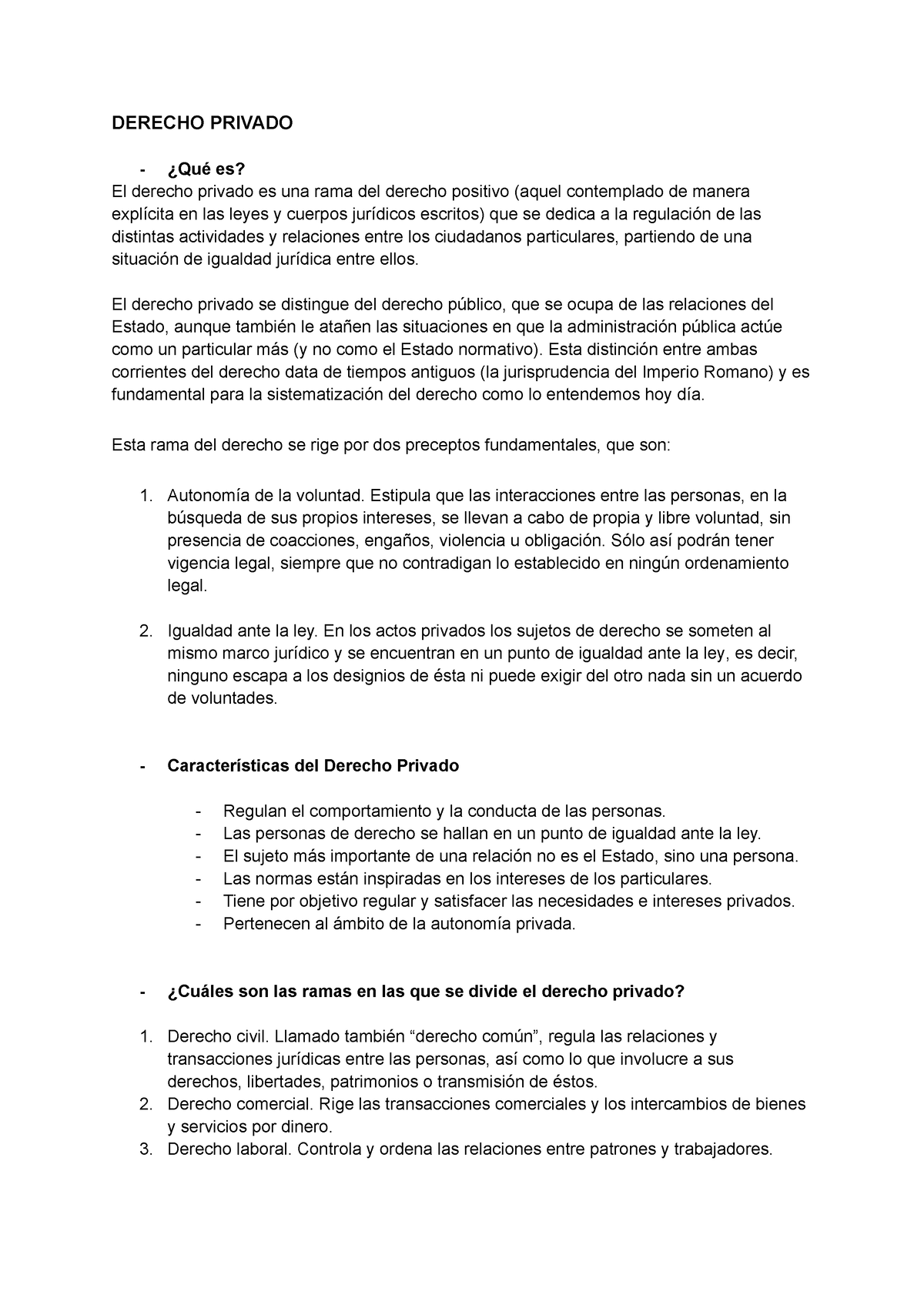 Derecho Privado Derecho Privado Qu Es El Derecho Privado Es Una Rama Del Derecho Positivo