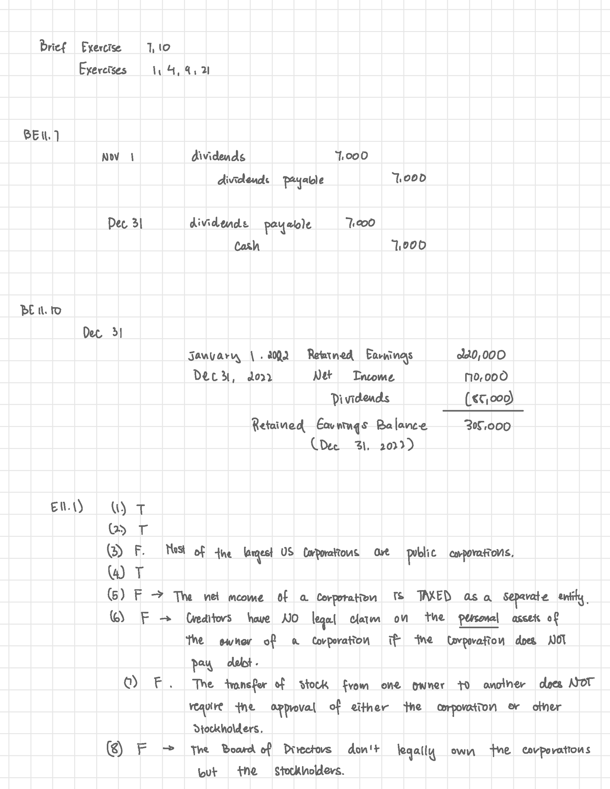 HW FOR CHAPTER 11 - ####### Brief Exercise 7, Exercises 114, BE11. NOV ...