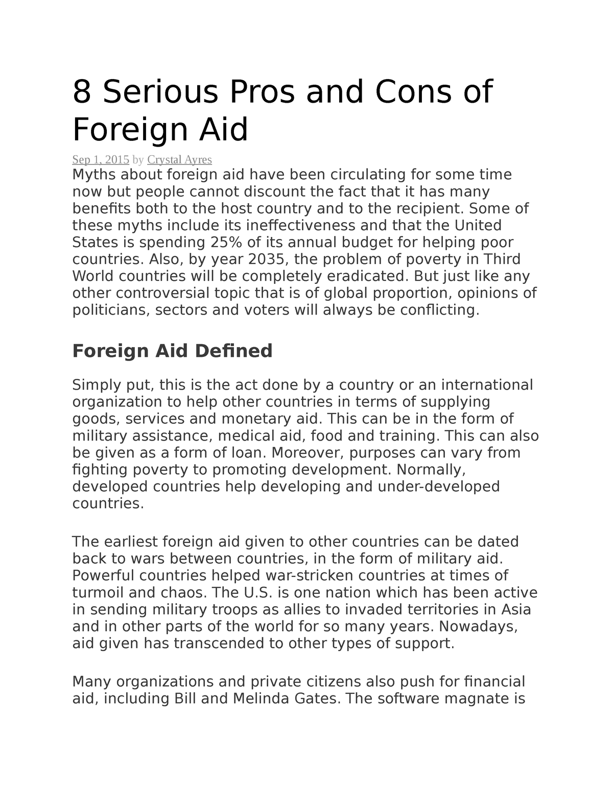 foreign aid gp essay