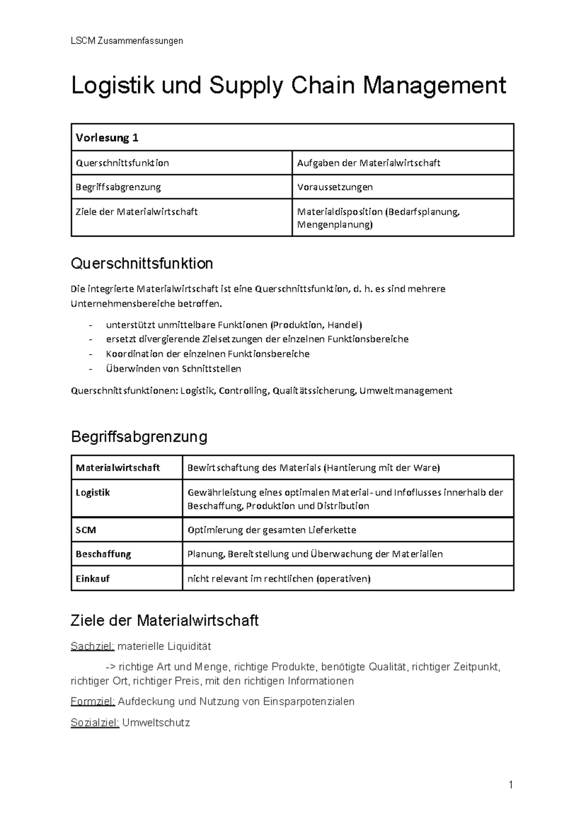 LSCM5 (1)-01 - Logistik und Supply Chain Management Zusammenfassung ...
