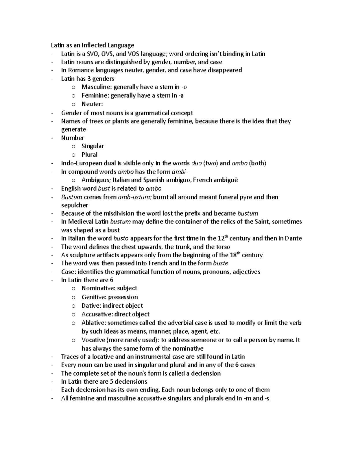 LLCU 201 Class 7 - Latin as an Inflected Language Latin is a SVO, OVS ...
