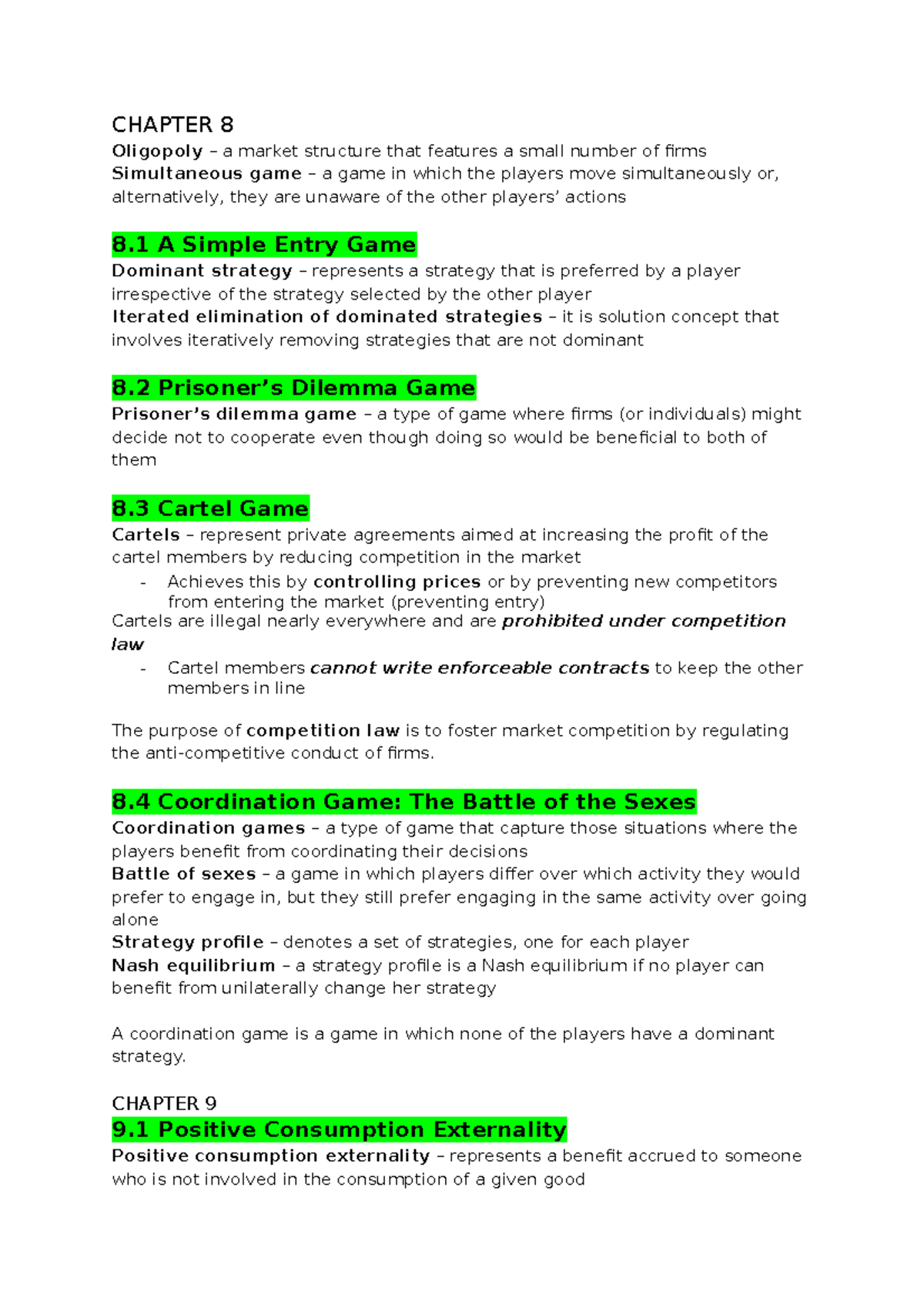 Wk 8 - Week 8 microeconomic notes - CHAPTER 8 Oligopoly – a market ...