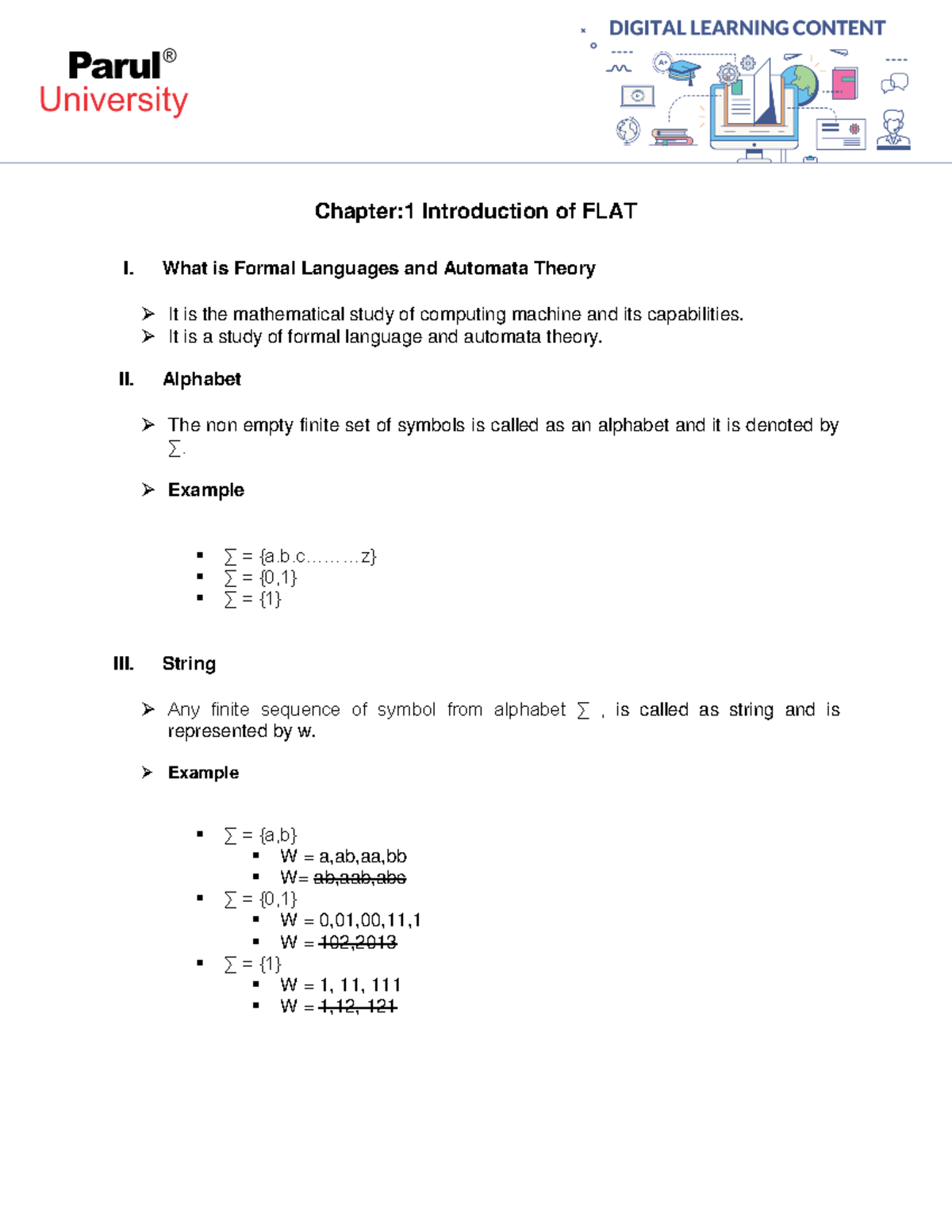 FLAT Ch.1 Introduction of FLA Chapter1 Introduction of FLAT I