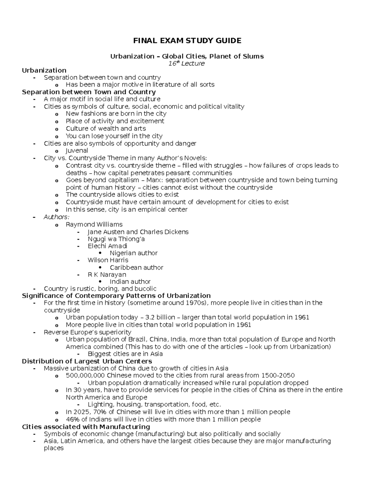 Sociology Lectures 2 - Lecture notes 16-26 - FINAL EXAM STUDY GUIDE ...