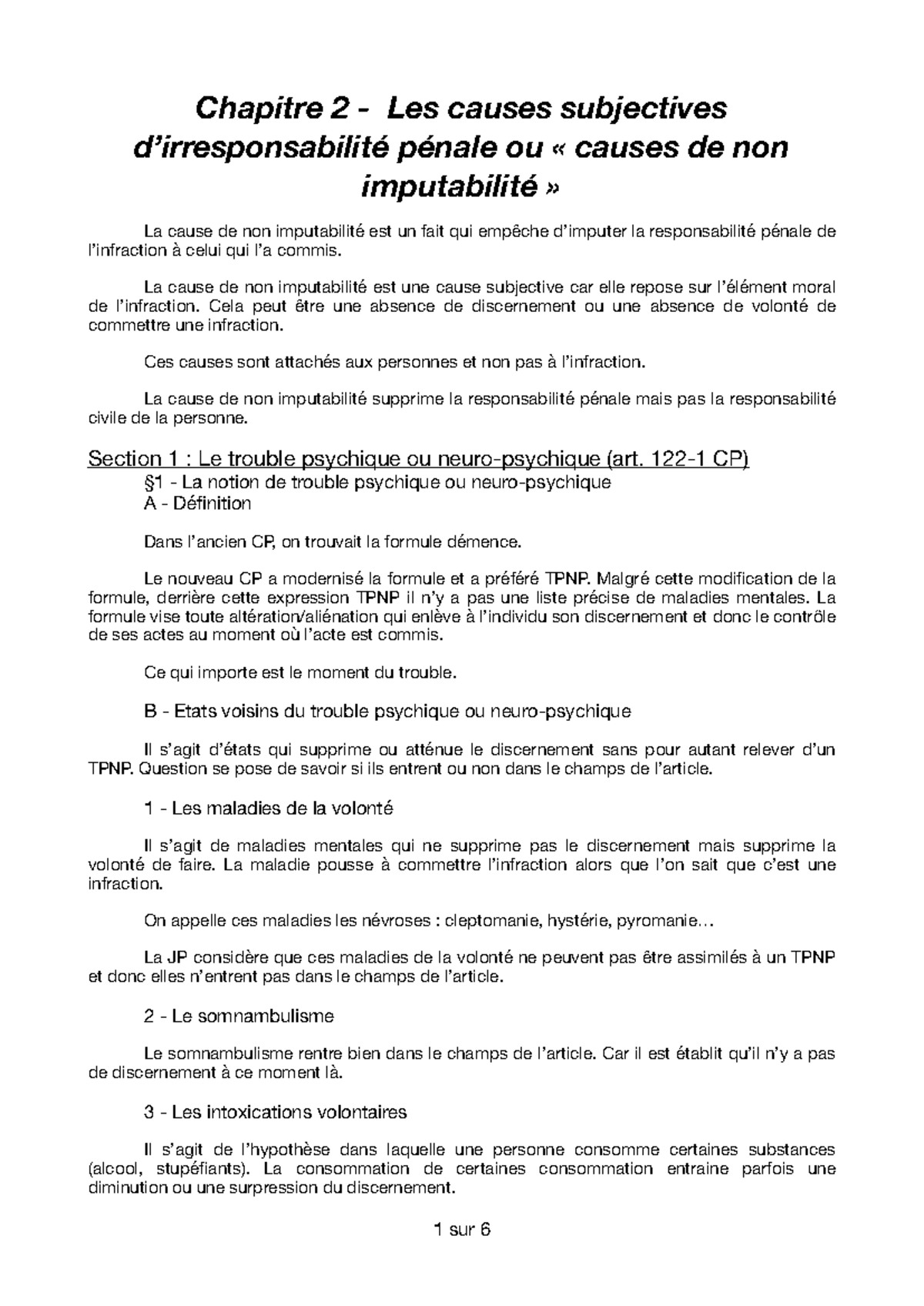 Cause Subjective D'irresponsabilité Pénale www.studocu.com