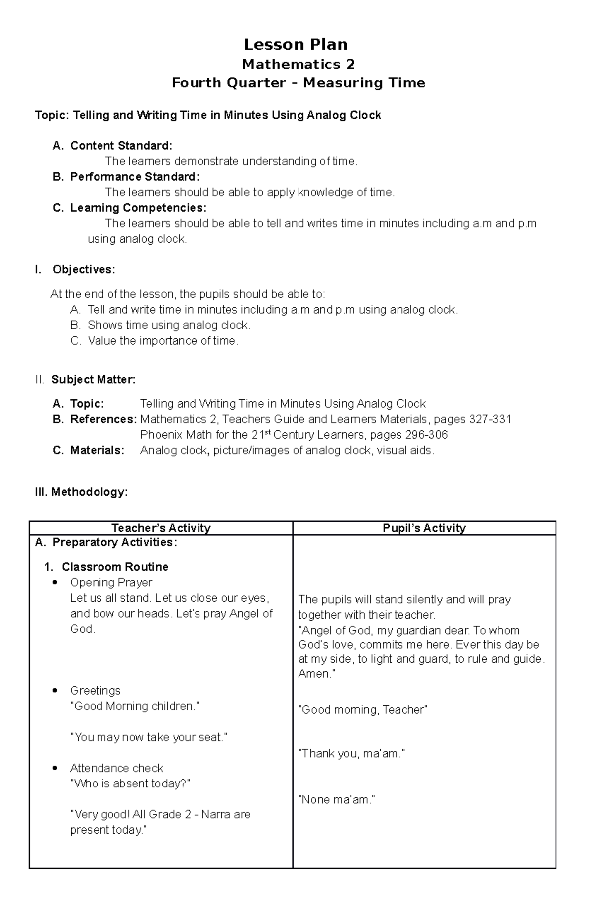 Detailed Lesson Plan In Mathematics 2 Lesson Plan Mathematics 2 