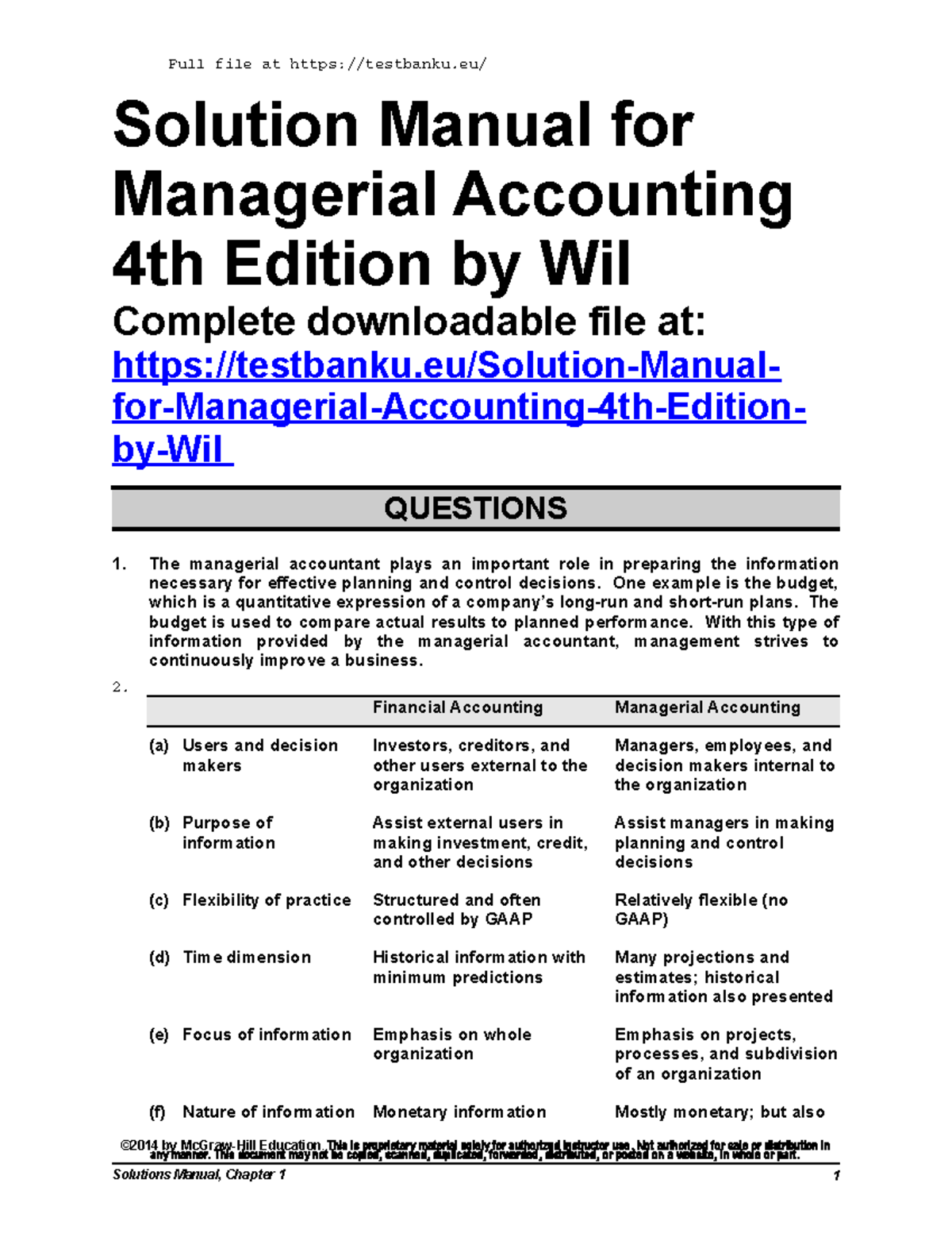 379921833 Solution Manual For Managerial Accounting 4th Edition By Wild ...