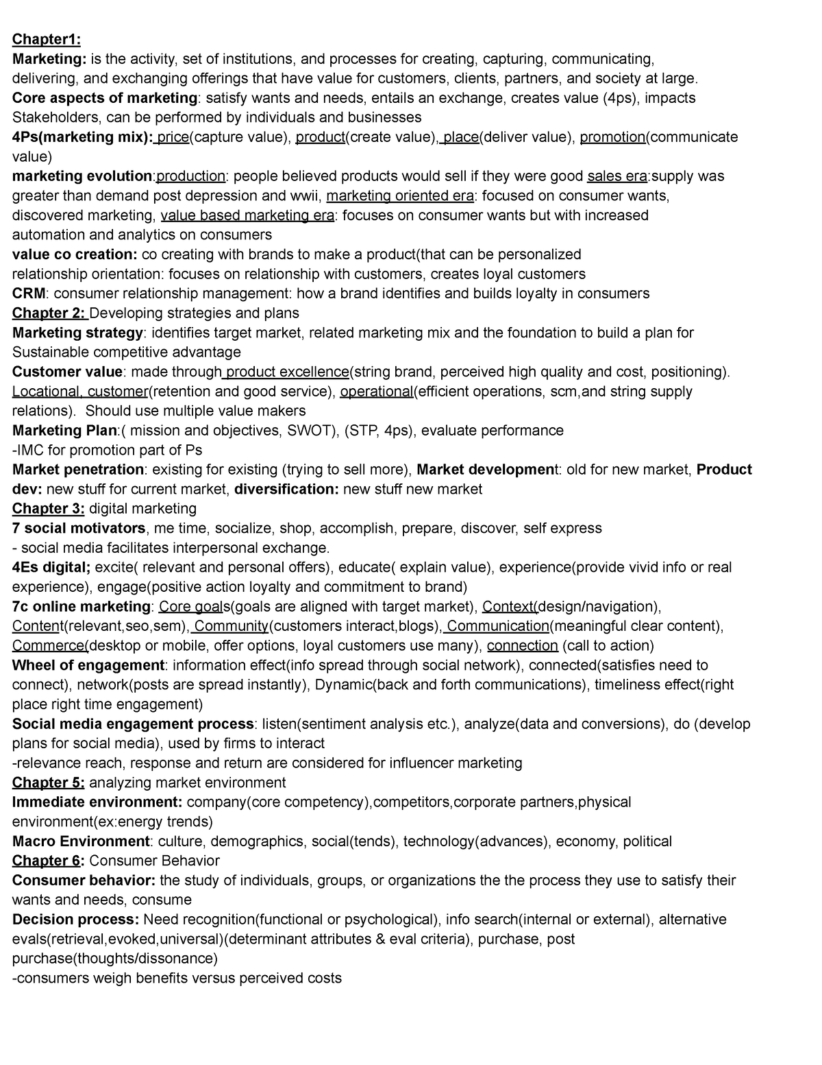 Mkt 3000 cheat Sheet 1 - Summary Marketing Foundations - Chapter1 ...