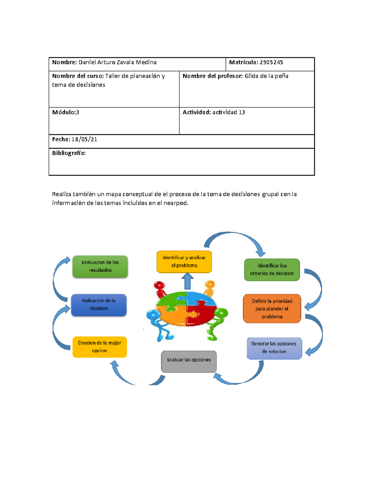 Taller de planeacion act 13 - Nombre : Daniel Arturo Zavala Medina ...