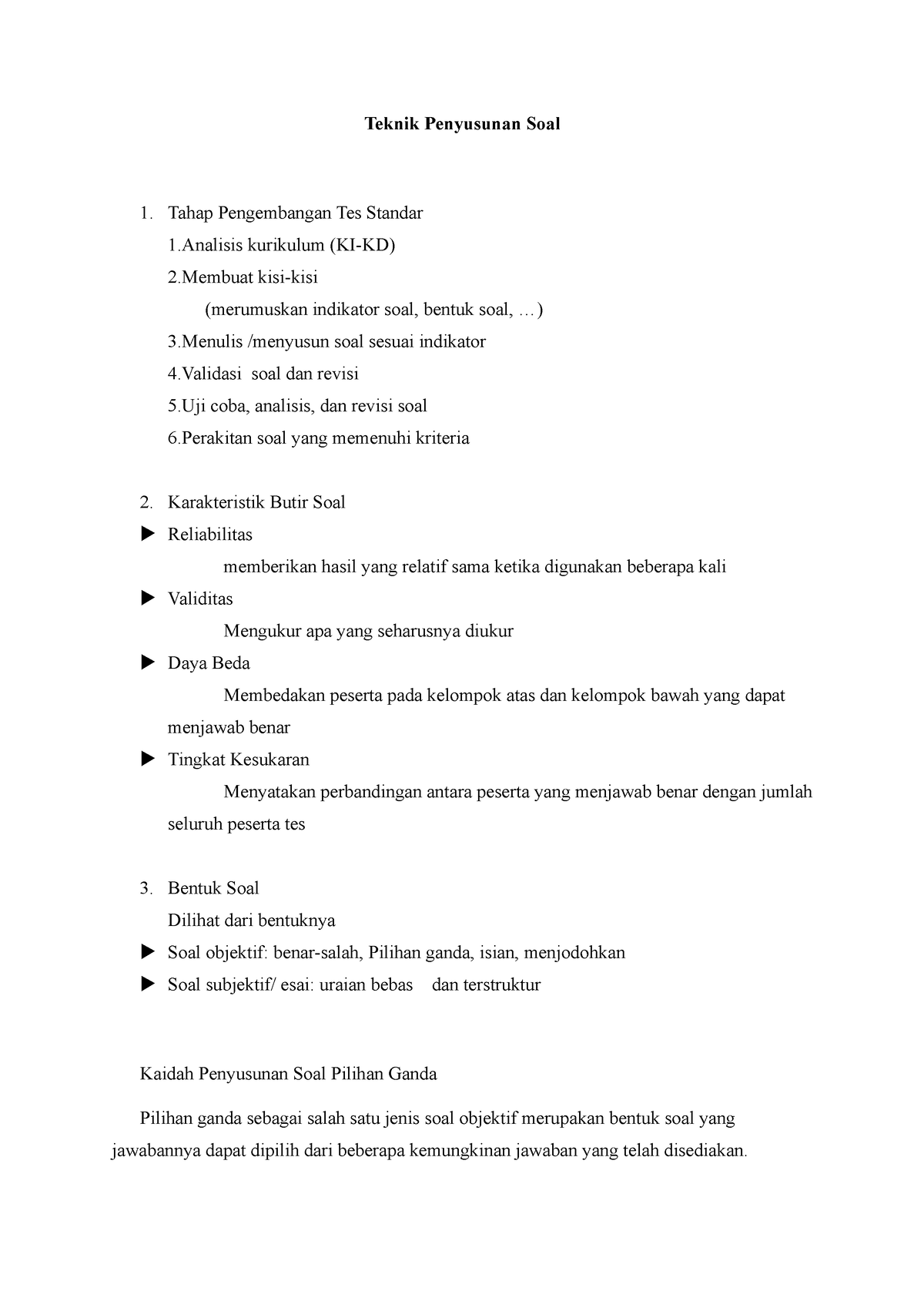 Summaries Teknik Penyusunan Soal - Teknik Penyusunan Soal Tahap ...