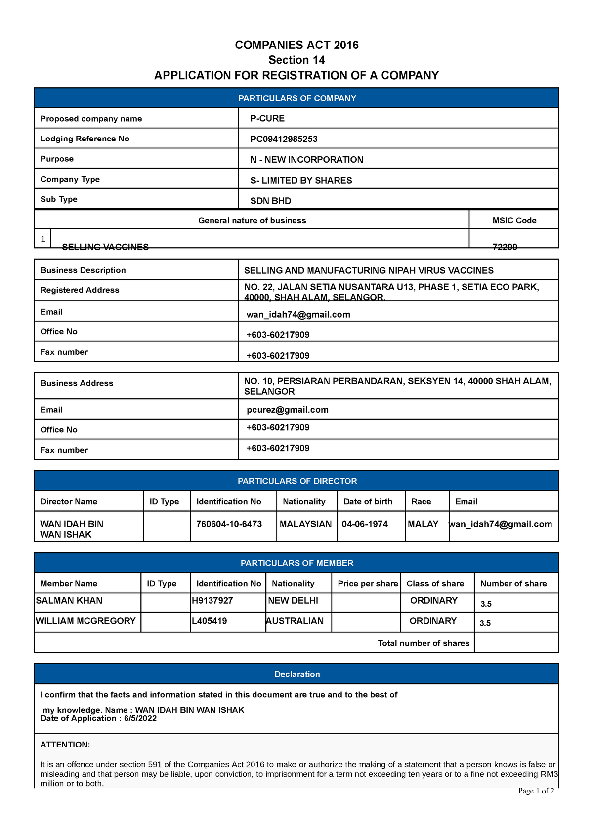 Section 14 Companies Act 2016 Angela Wilkins