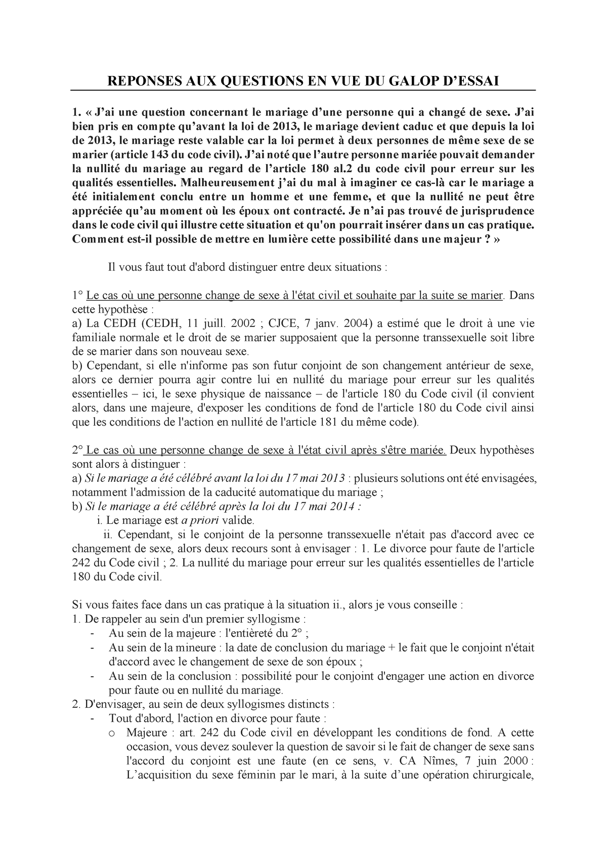 Famille R Ã©ponses GE - REPONSES AUX QUESTIONS EN VUE DU GALOP D’ESSAI ...