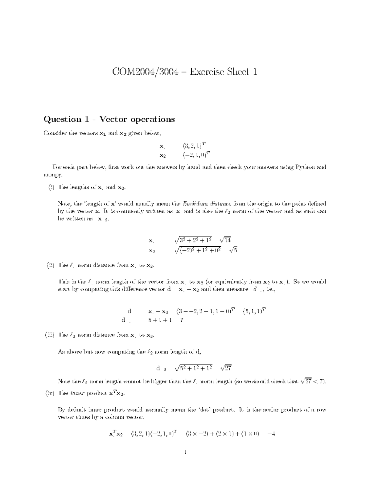 39855593 - Solutions - COM 2004 / 3004 – Exercise Sheet 1 Question 1 ...