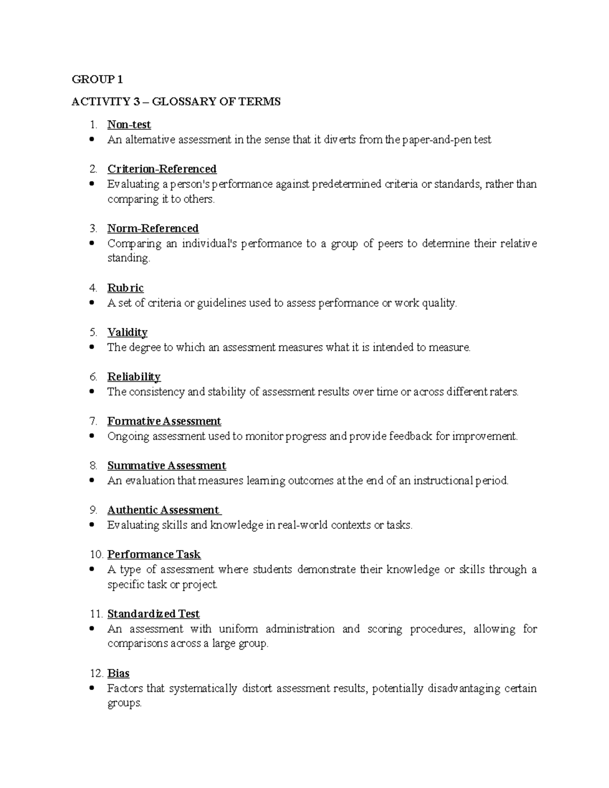 Activity 3 - Glossary OF Terms Group 1 - GROUP 1 ACTIVITY 3 – GLOSSARY ...