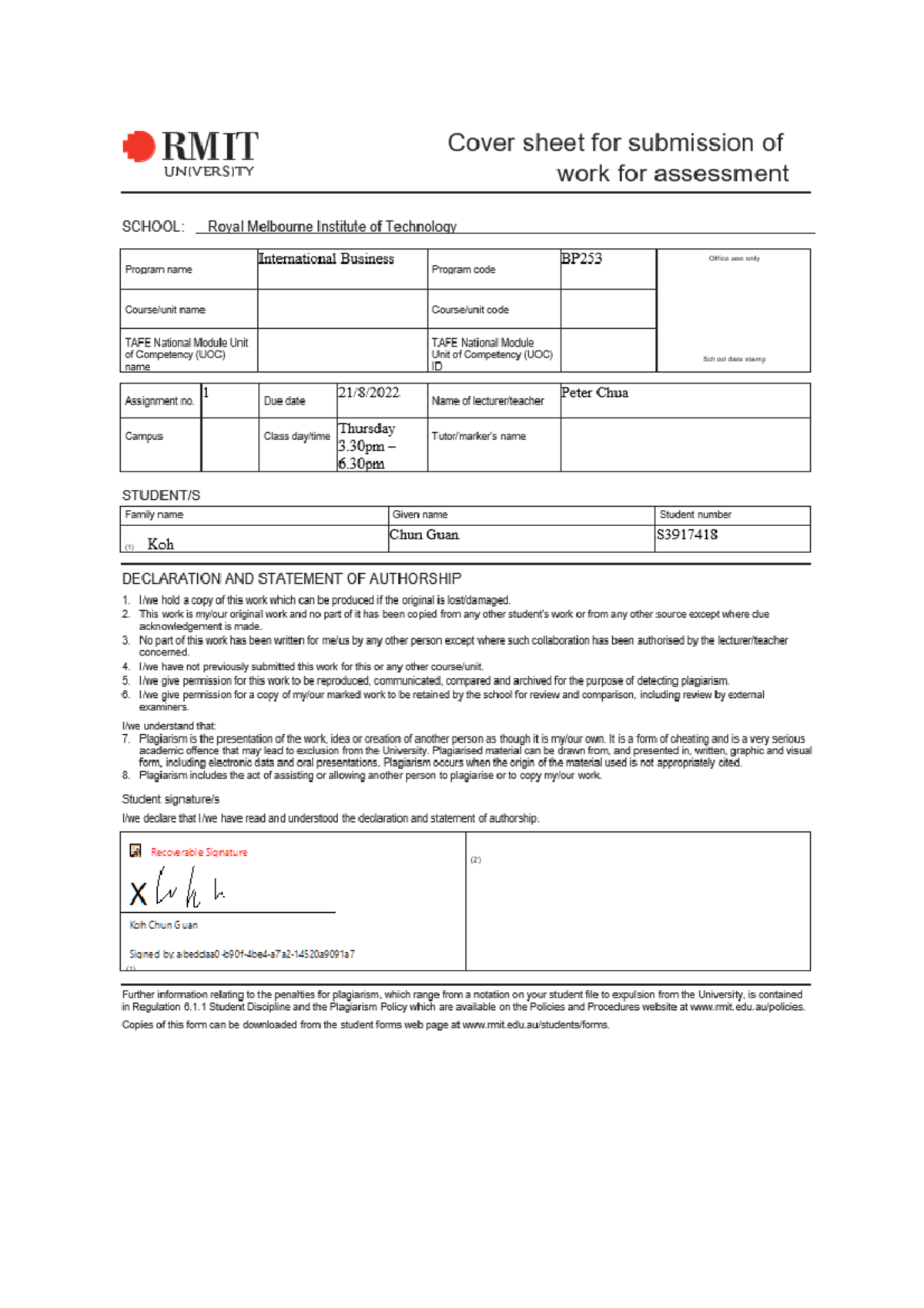 Assignment 1 s3917418 Koh Chun Guan - Copy - Research on European Union ...