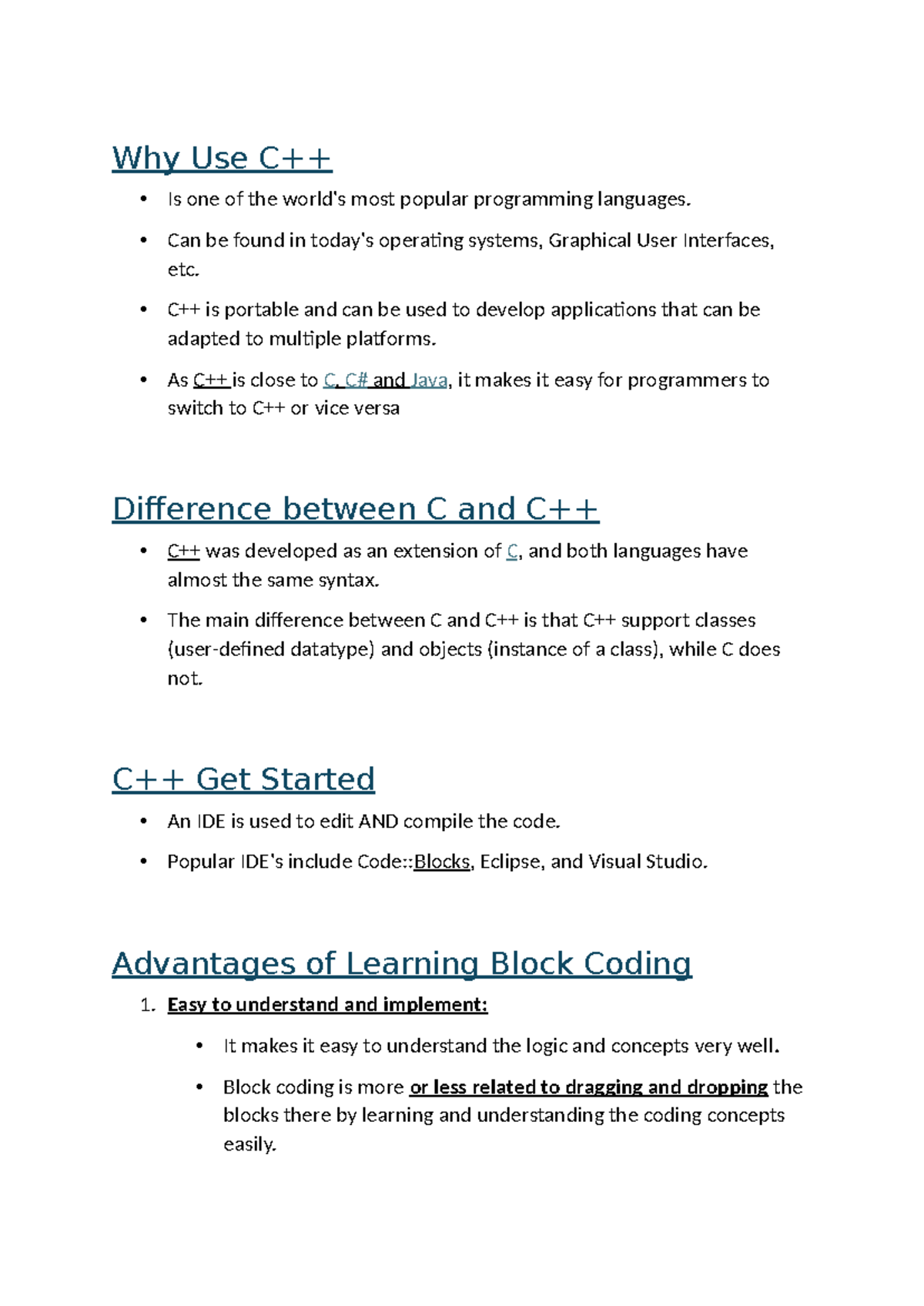 Introduction TO c++ - Why Use C++ Is one of the world's most popular ...