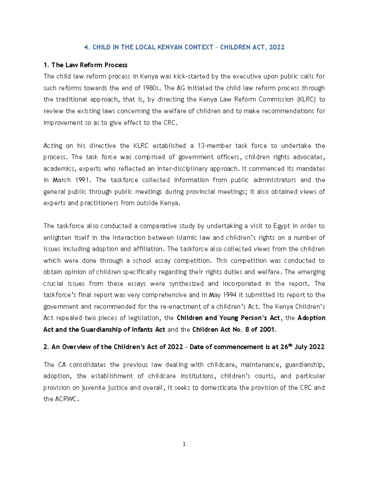 4. Child IN THE Local Context 4. CHILD IN THE LOCAL KENYAN CONTEXT