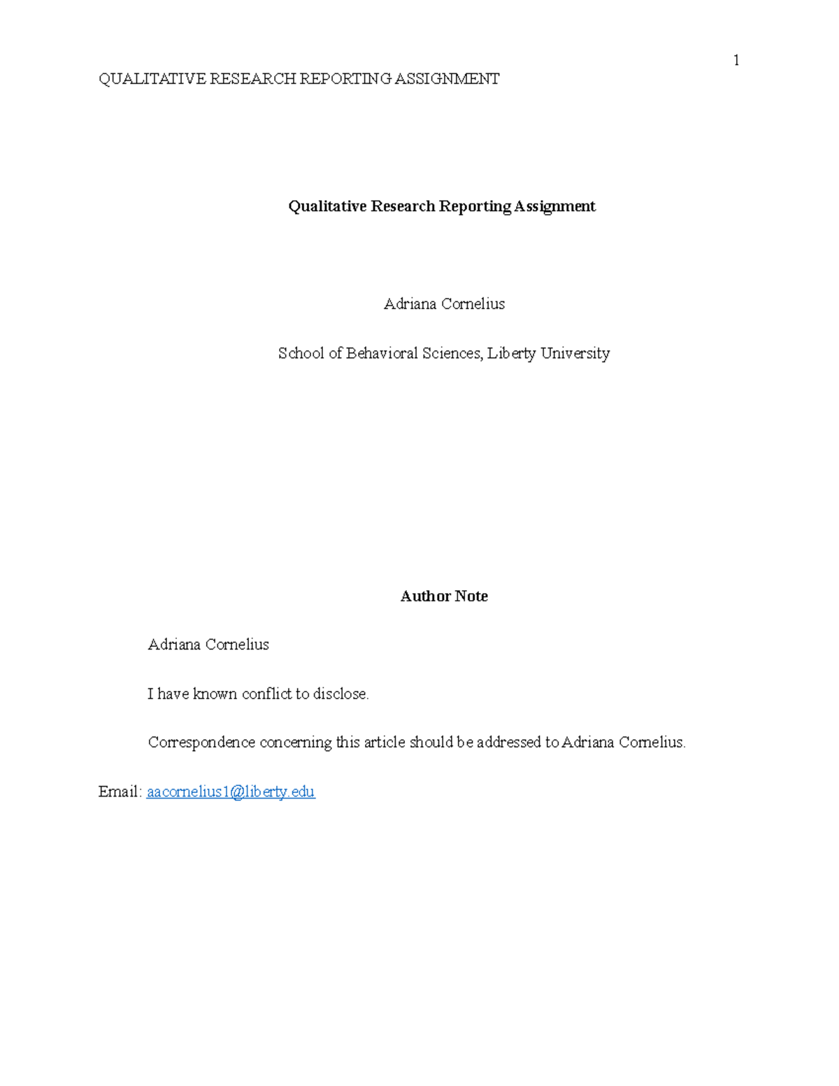 qualitative research reporting assignment