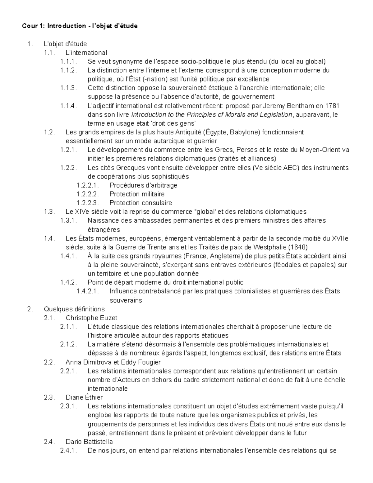 Notes de cours - Cour 1: Introduction - l’objet d’étude L’objet d’étude ...