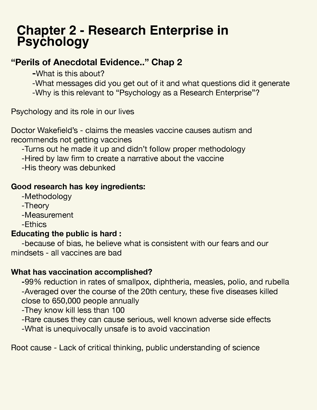 Chapter 2 Research Enterprise In Psychology “perils Of Anecdotal Evidence” Chap 2 What Is