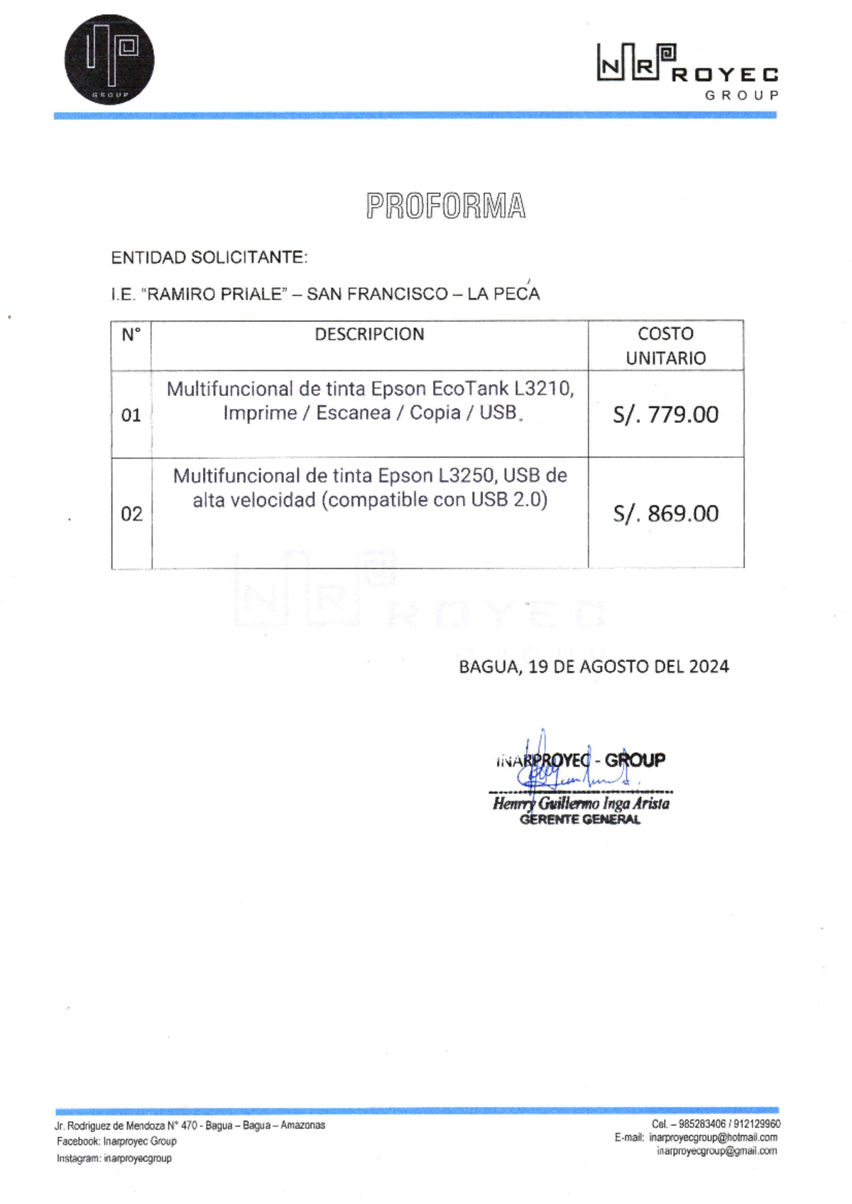 Proforma DE Impesoras 20240819 21175899 - N R ROYEC GROUP GROUP ...