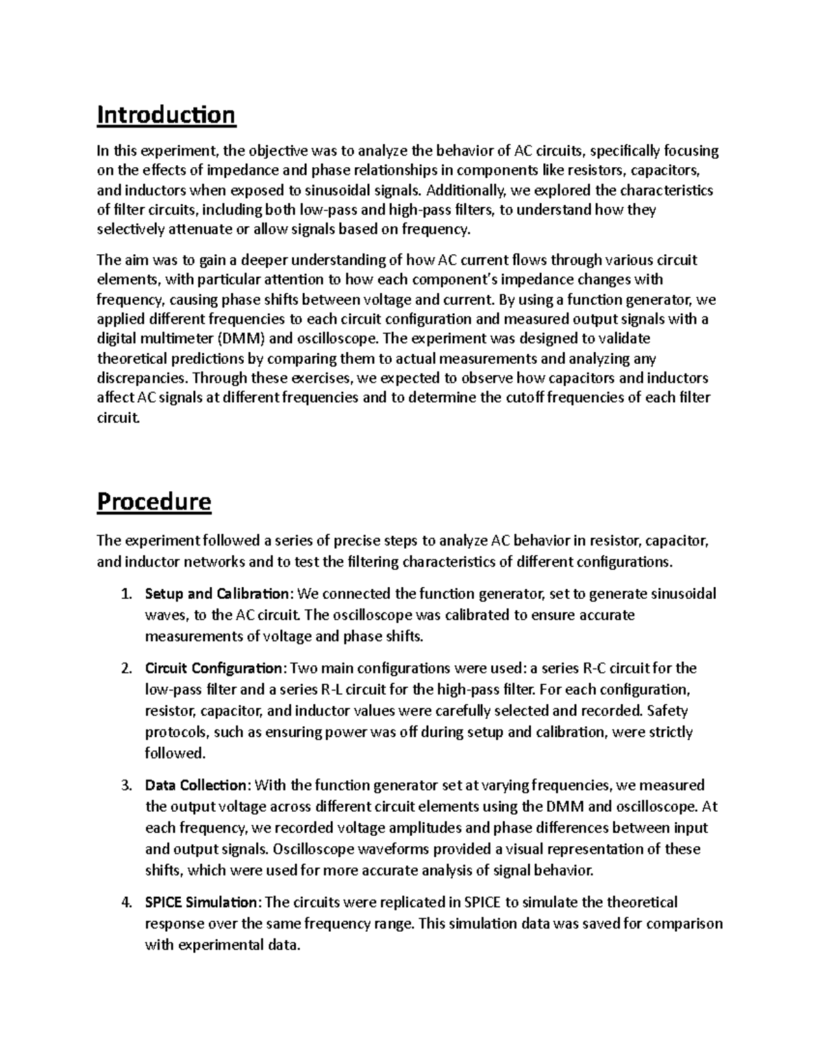 Lab 3 report - Introduction In this experiment, the objective was to ...