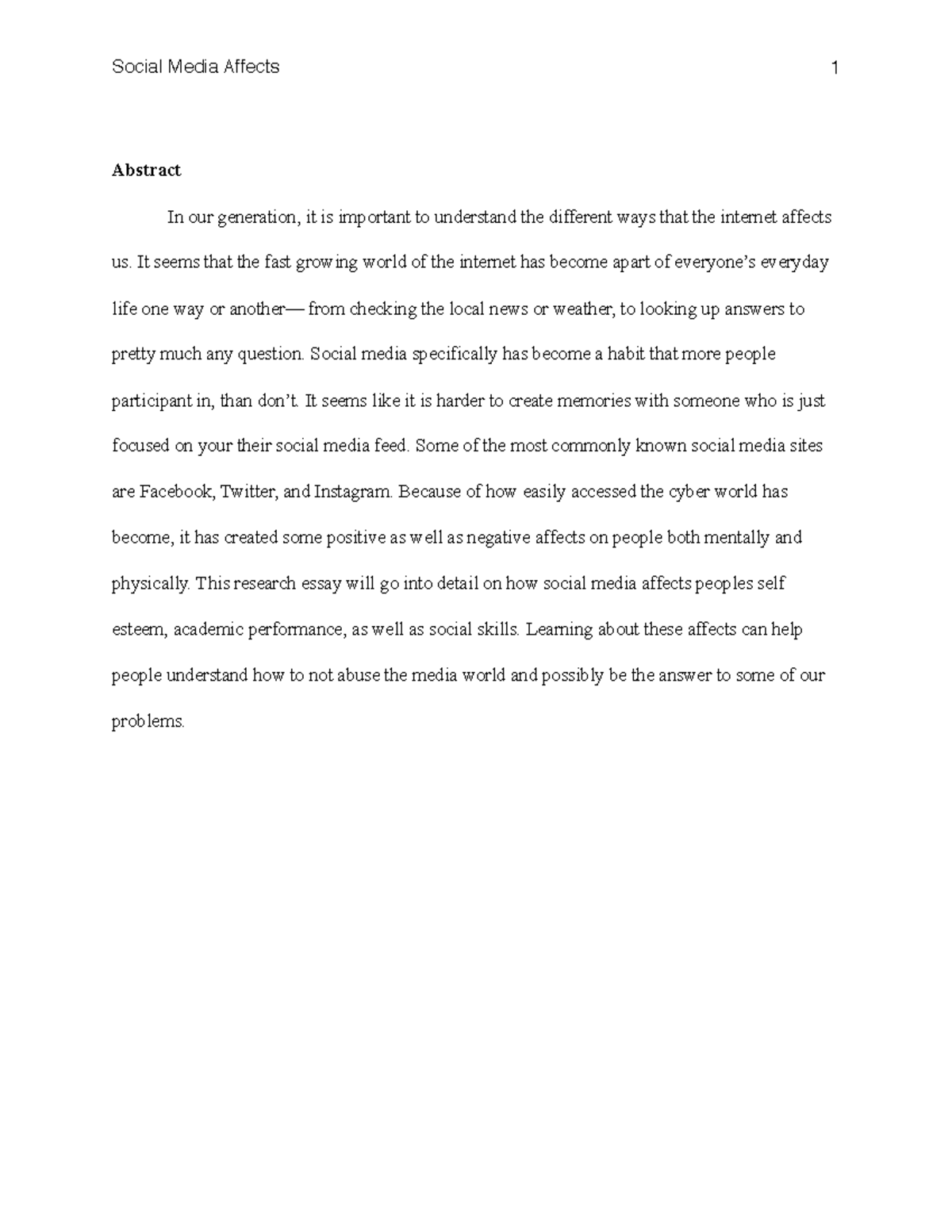 effect of social media on youth essay 800 words