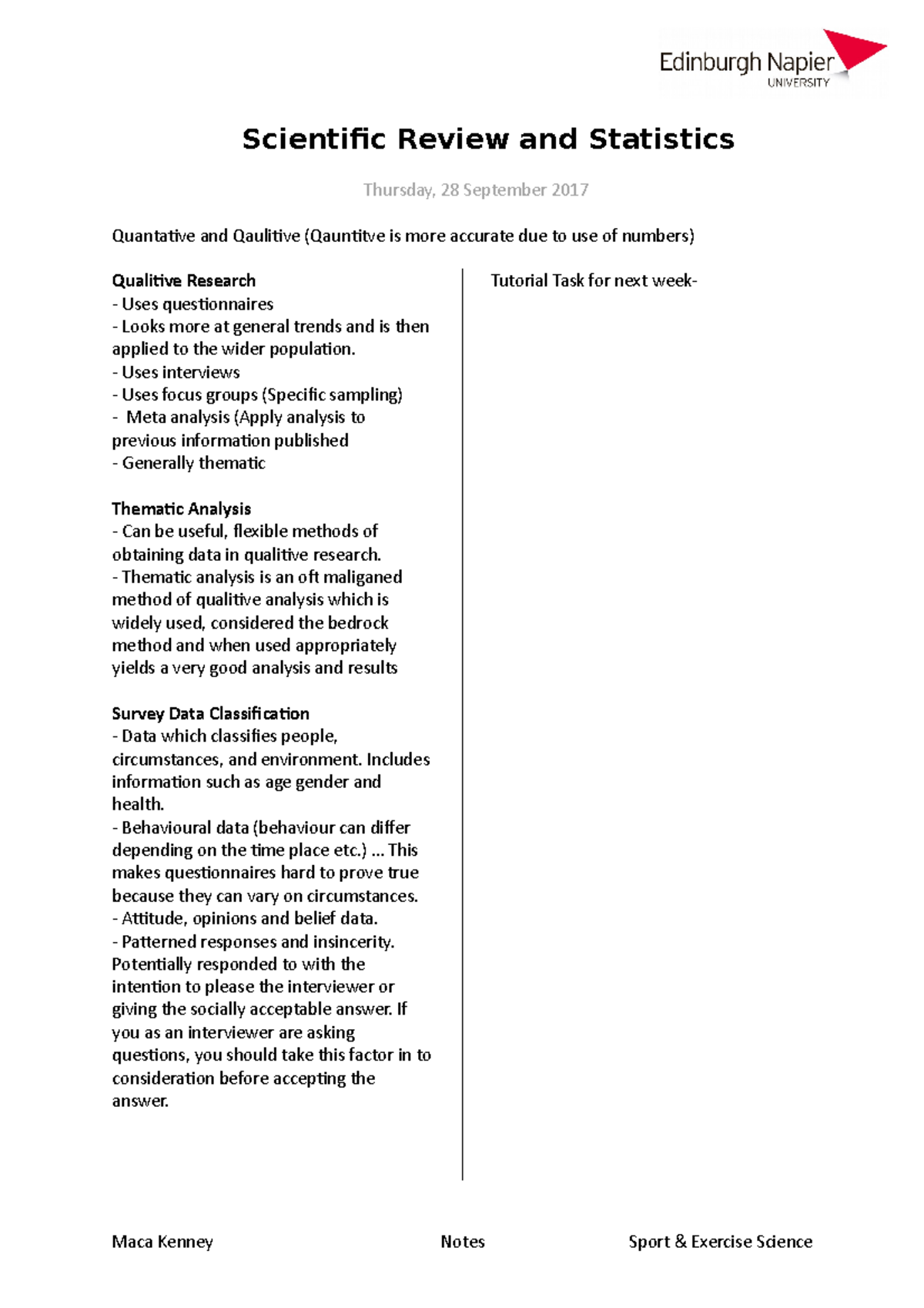 4 Quantitive and Qualitive Data - Scientific Review and Statistics ...