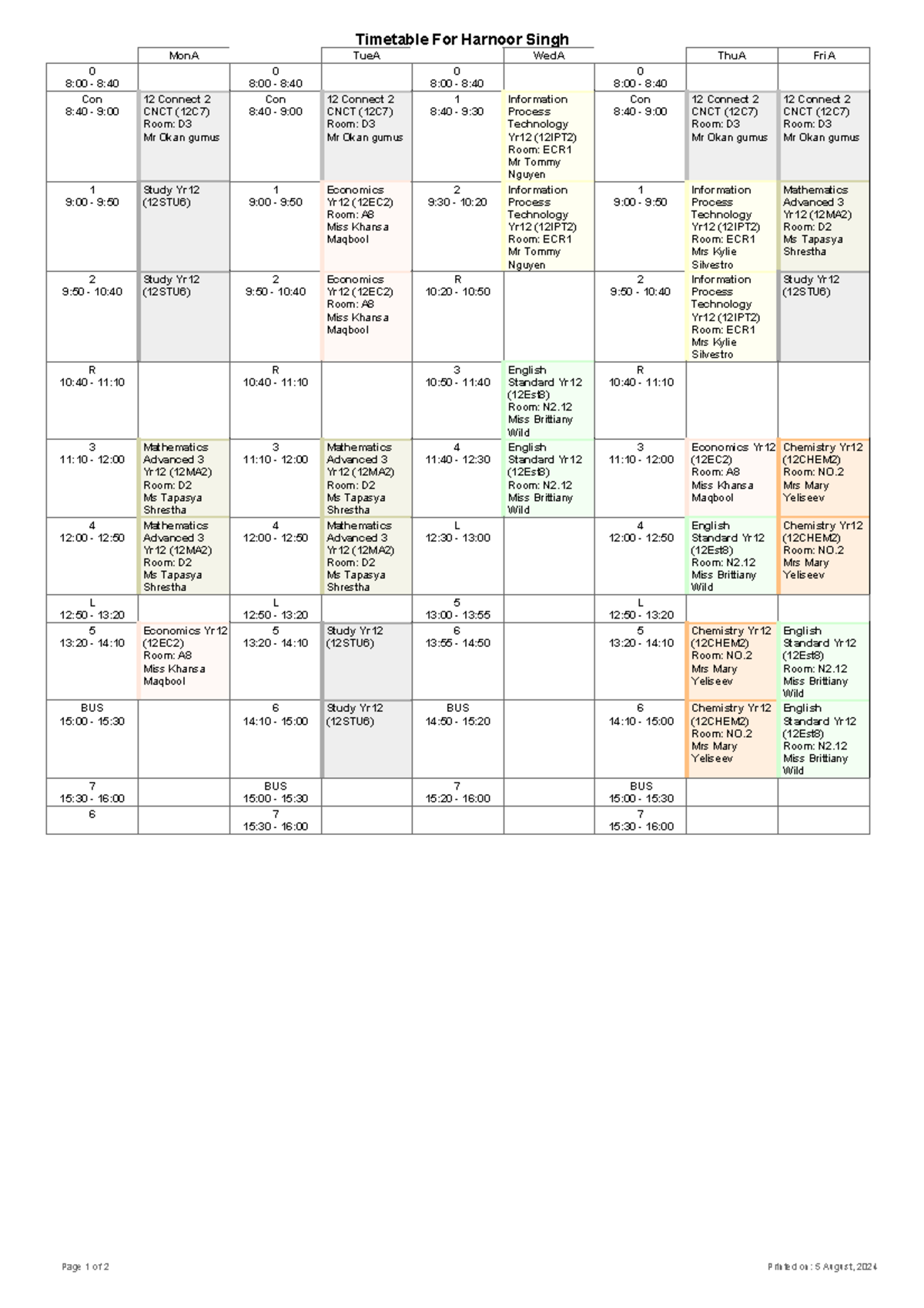 Oa Z2a ZCXutt G 3CP28l Zq - Timetable For Harnoor Singh MonA TueA WedA ...