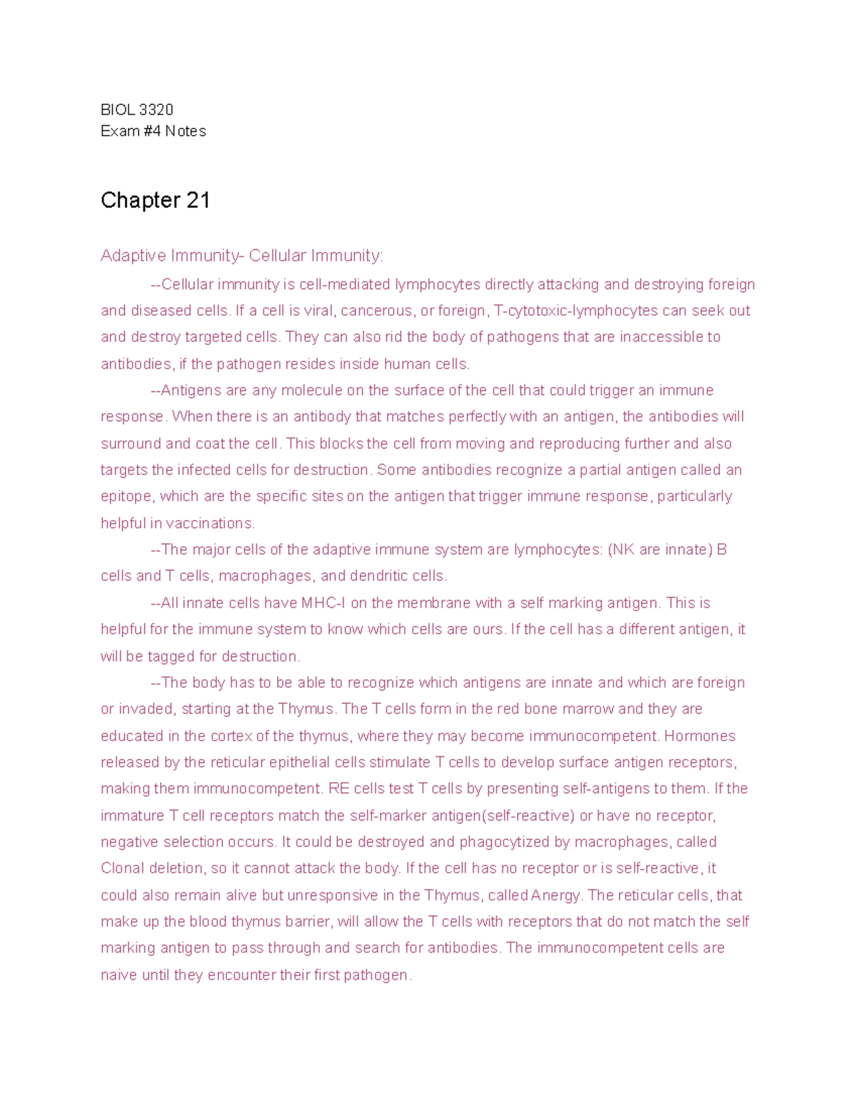 Exam 4 biol 3320 pt3 - This is a study guide for the final exam. Goes ...