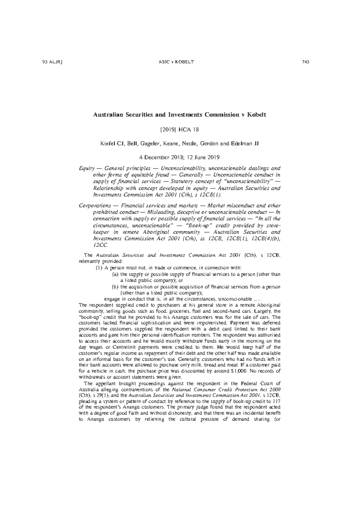 ASIC v Kobelt Key Case for legal theory Australian Securities and