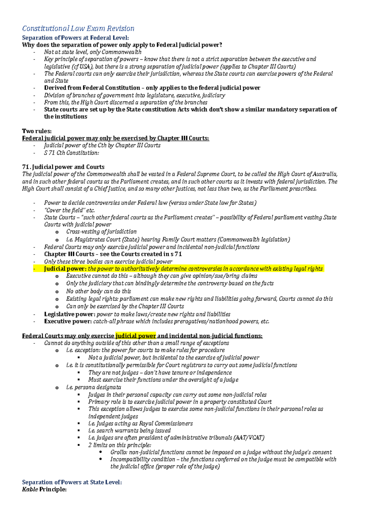 Constitutional Law Exam Revision Constitutional Law Exam Revision