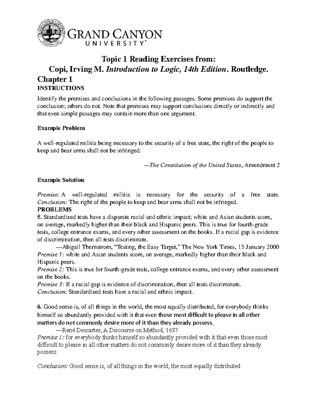 COM362 T1 Reading Exercises Topic 1 Reading Exercises From Copi 