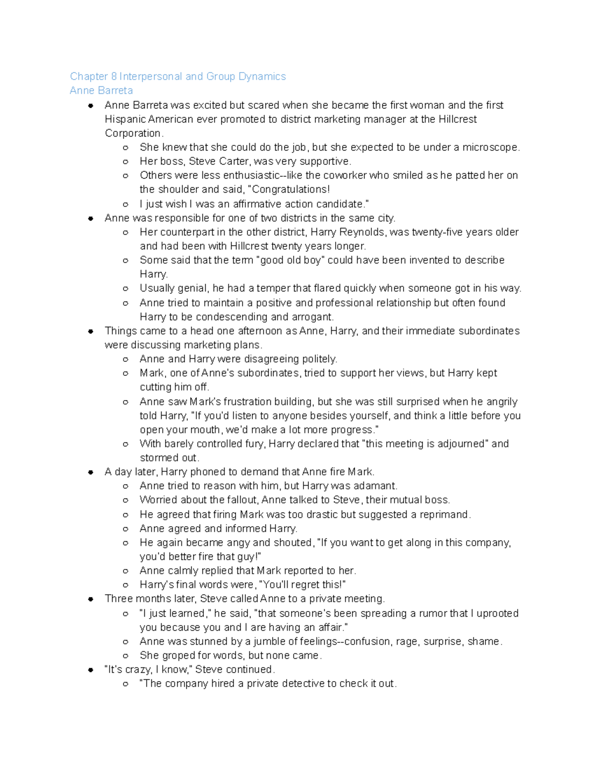 Chapter 8 Reading Notes (M3) - Chapter 8 Interpersonal and Group ...