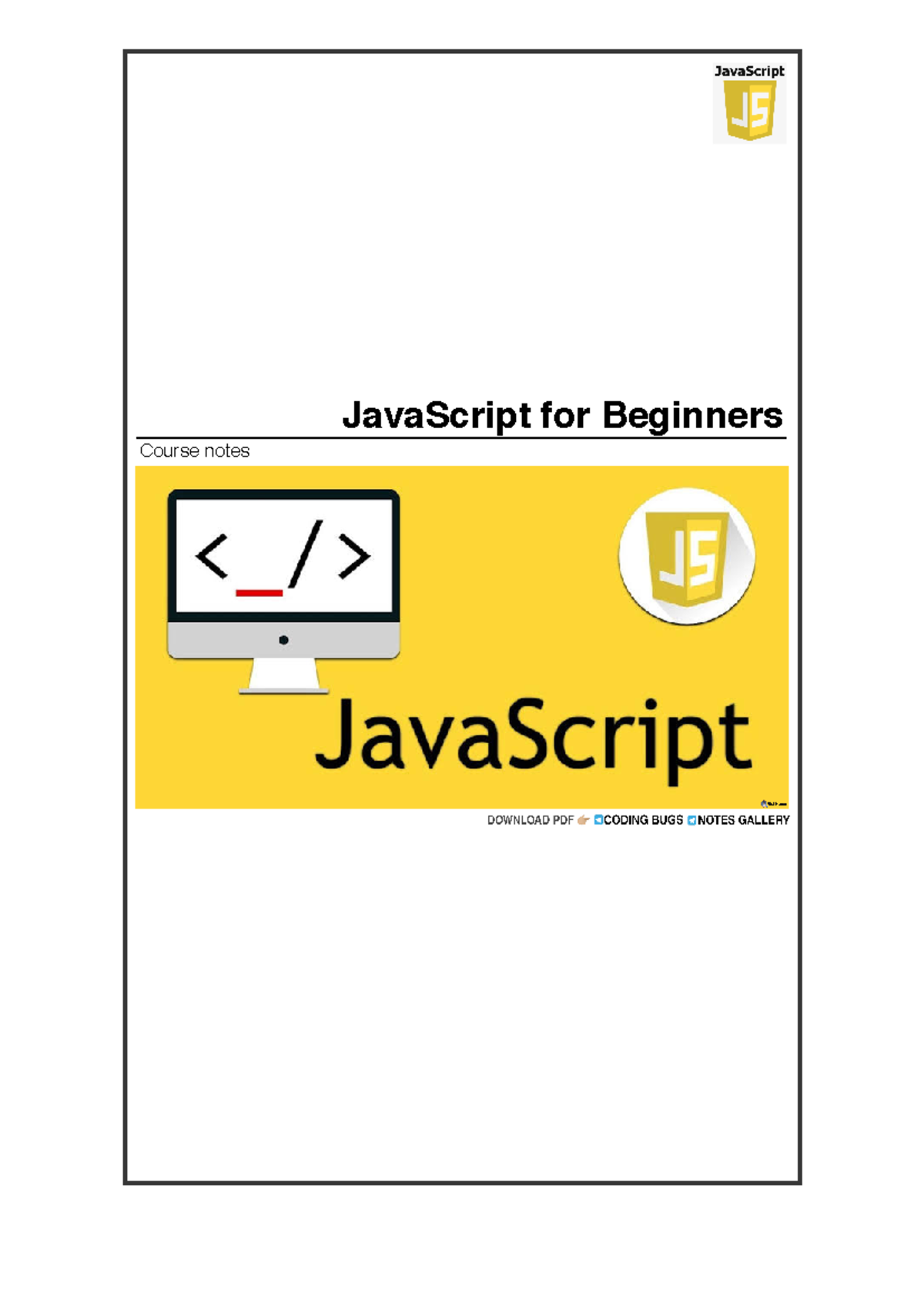Java script notes - Course notes 1 What is a Programming Language? Key ...