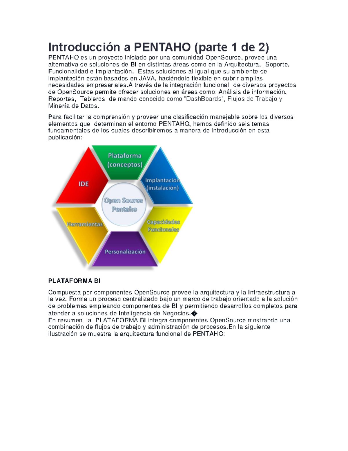 Introducción a Pentaho - Introducción a PENTAHO (parte 1 de 2) PENTAHO ...