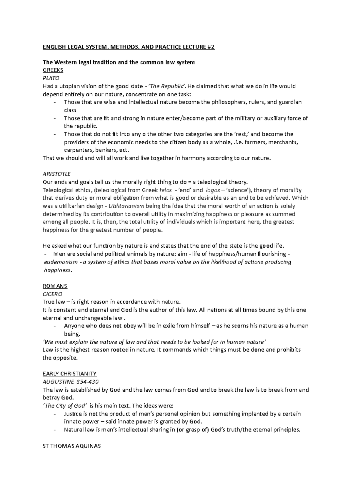 Els Lecture 2 Notes English Legal System Methods And Practice Els Lecture 2 Notes English Legal System Methods And Practice