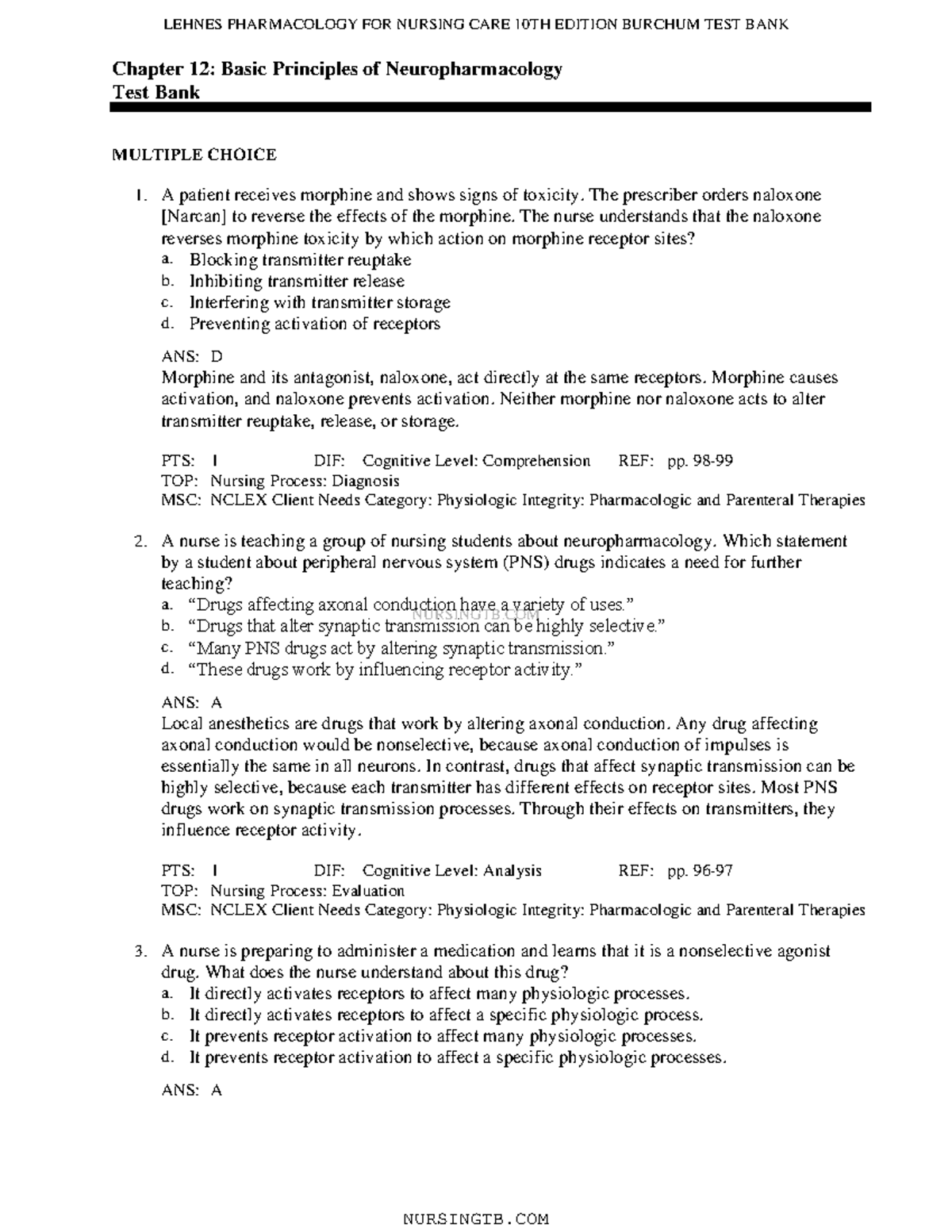 C12 Pharmacology - Nursingtb Chapter 12: Basic Principles Of 