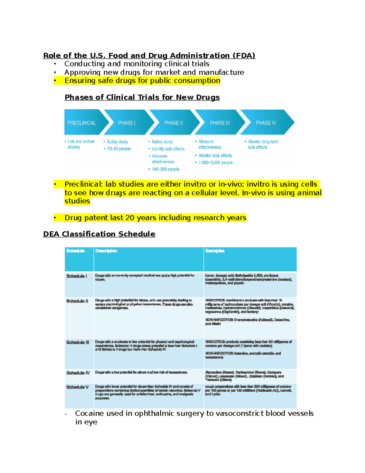 Intro to pharm - Role of the U. Food and Drug Administration (FDA ...