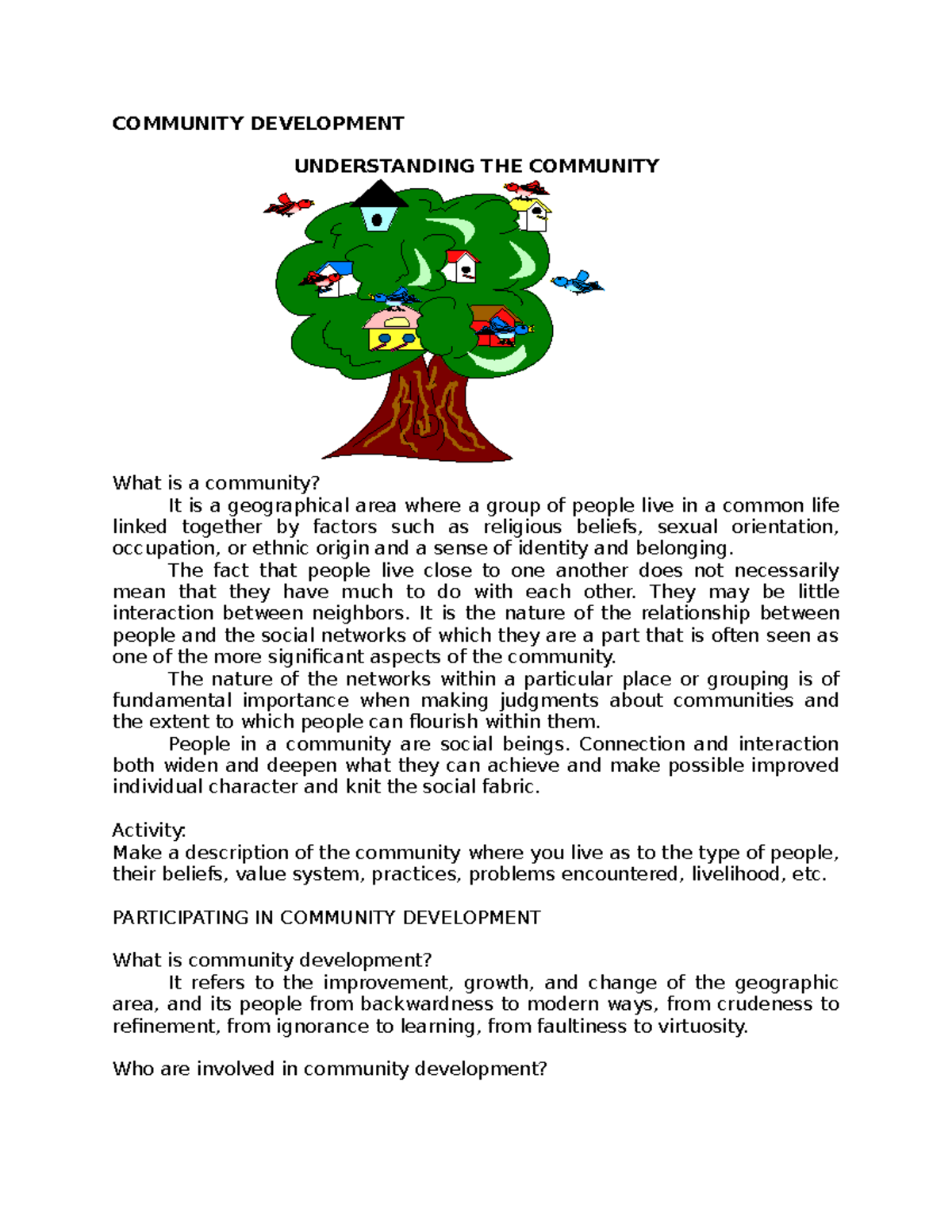 Understanding+the+Community - COMMUNITY DEVELOPMENT UNDERSTANDING THE ...