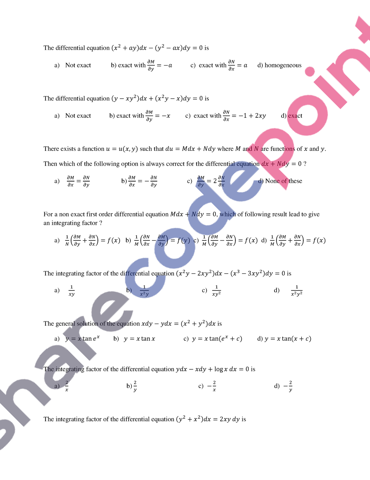 MTH166Practice MCQ - hg vlkh tkla hkl fkl gkl reklt wha k alk