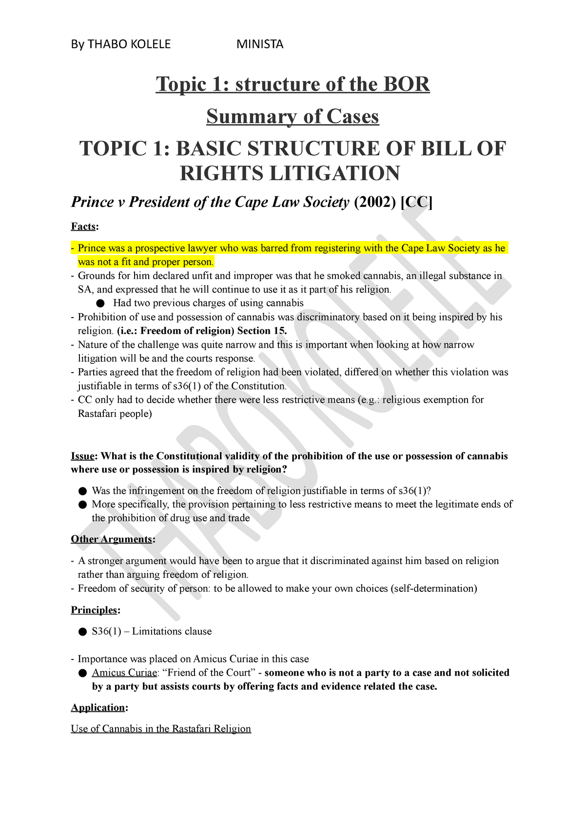 Summary of Cases constitutional law summaries Topic 1: structure of