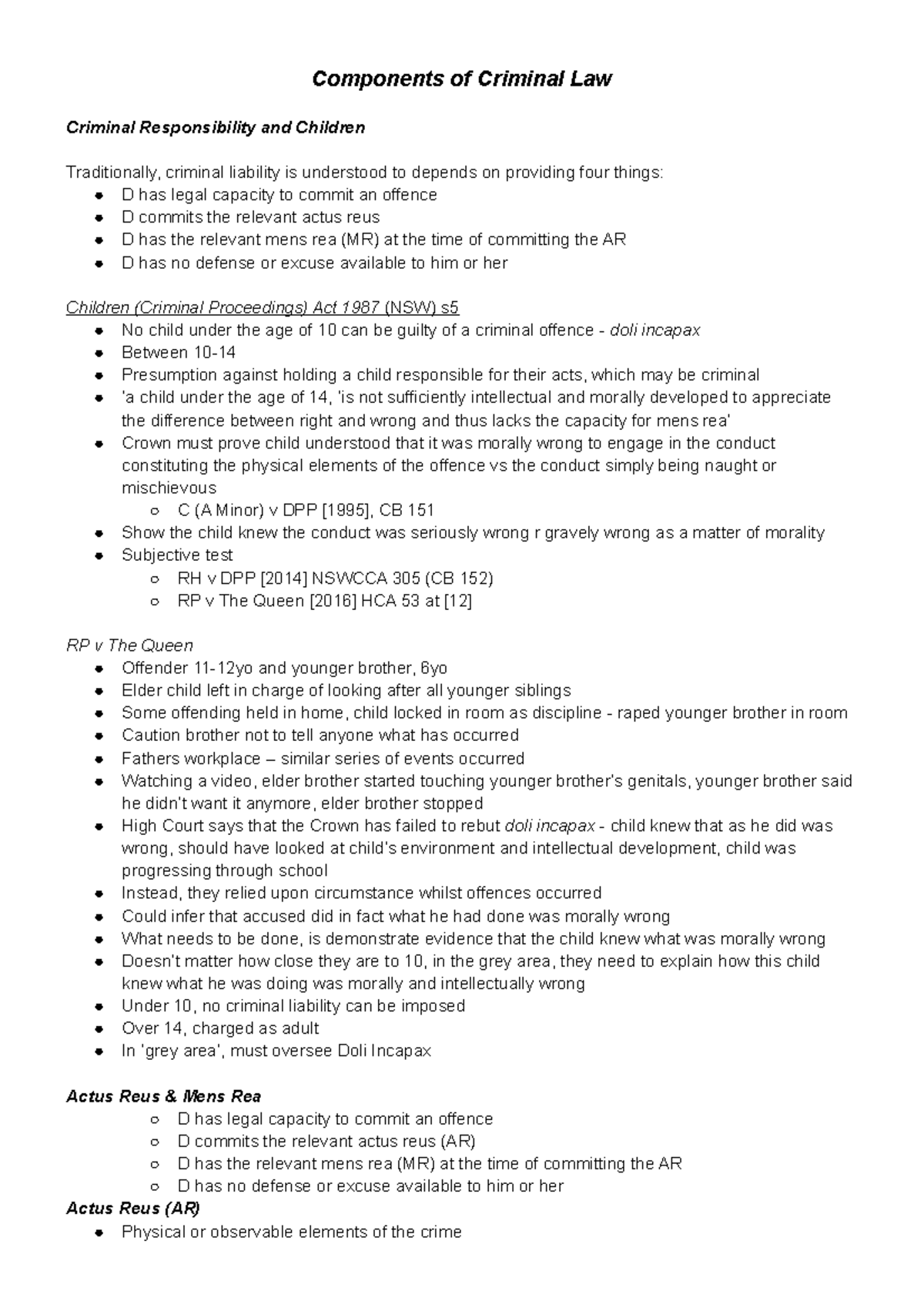 Week 3 Components of Criminal Law - Components of Criminal Law Criminal ...