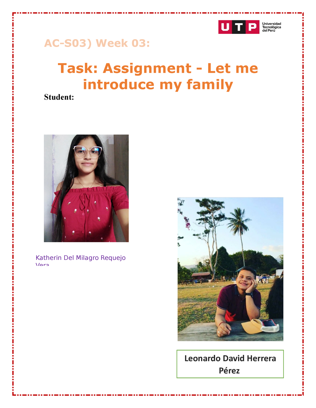 task assignment let me introduce my family